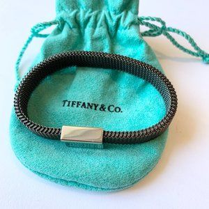 Tiffany & Co Italy Stainless Steel Stretchable Mesh Bracelet & Pouch